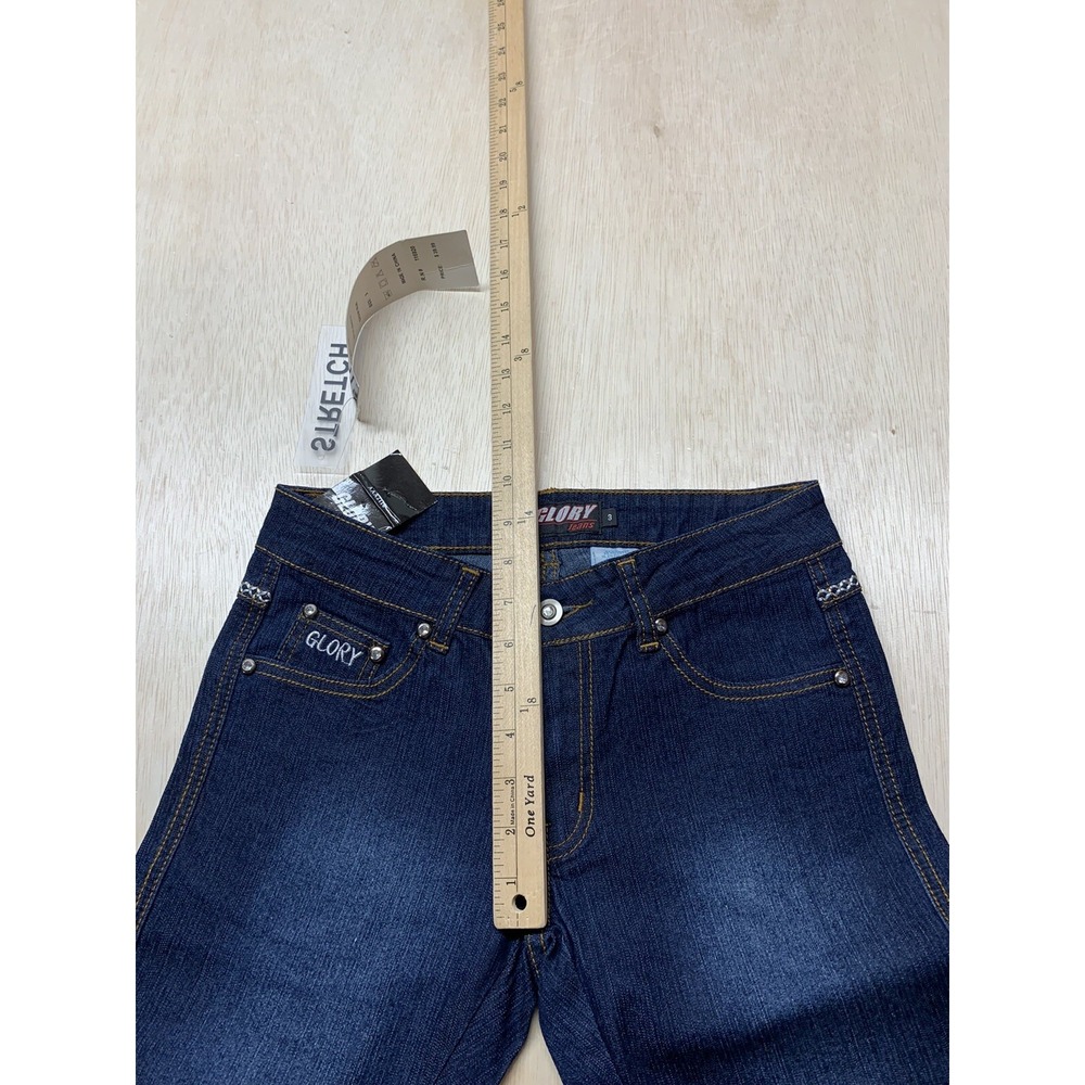 Glory Womens Mid Rise Blue Denim Skinny Jeans Size 3 Approx 27x29.5 - Picture 9 of 9
